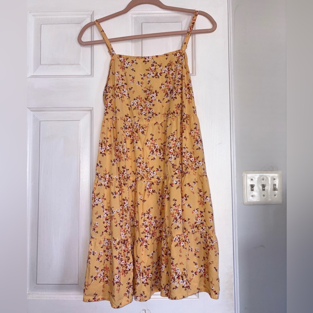 Old Navy Floral Yellow Dress Medium